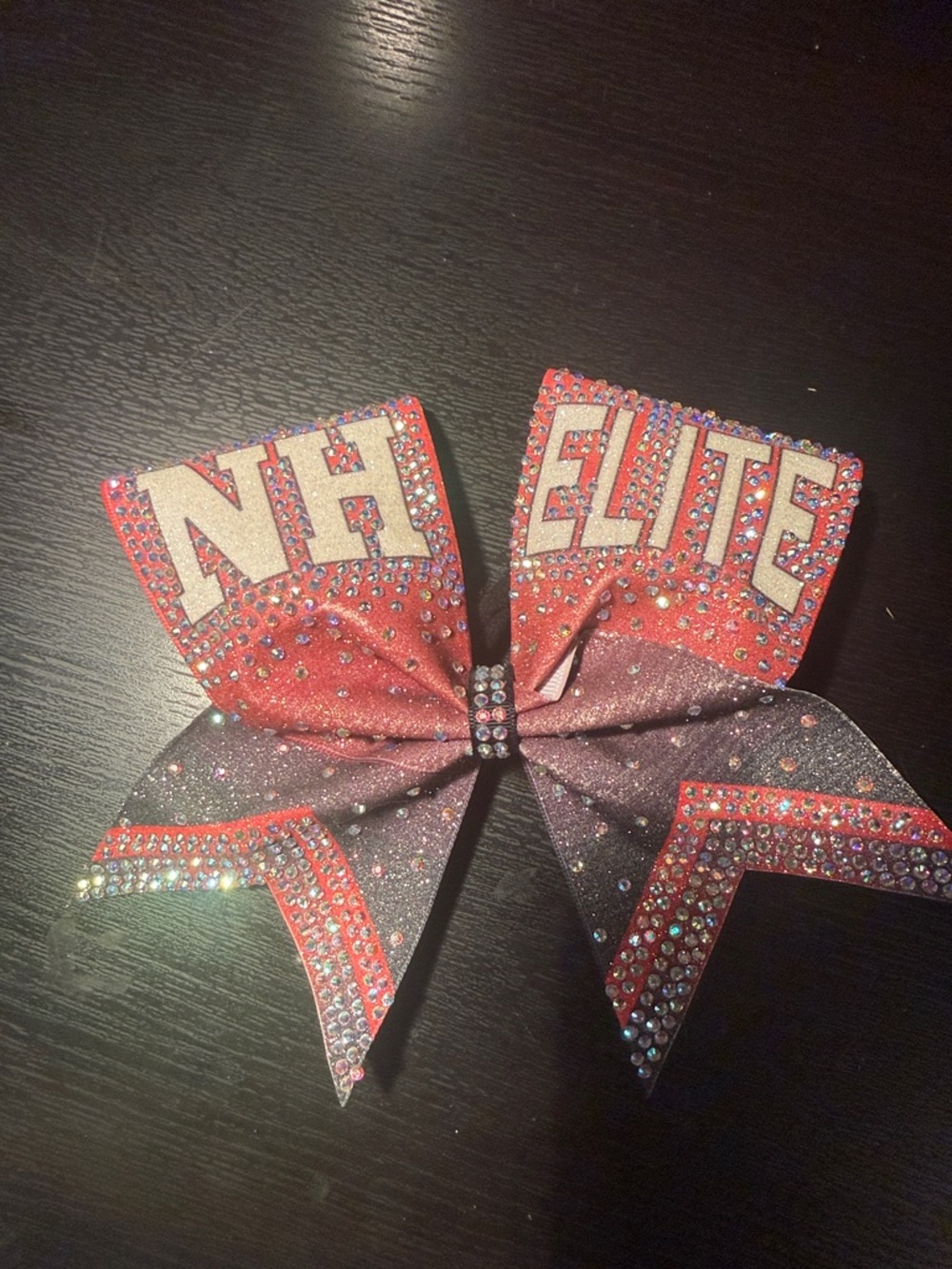 Red Glitter 'NH Elite' Cheer Bow with Rhinestones